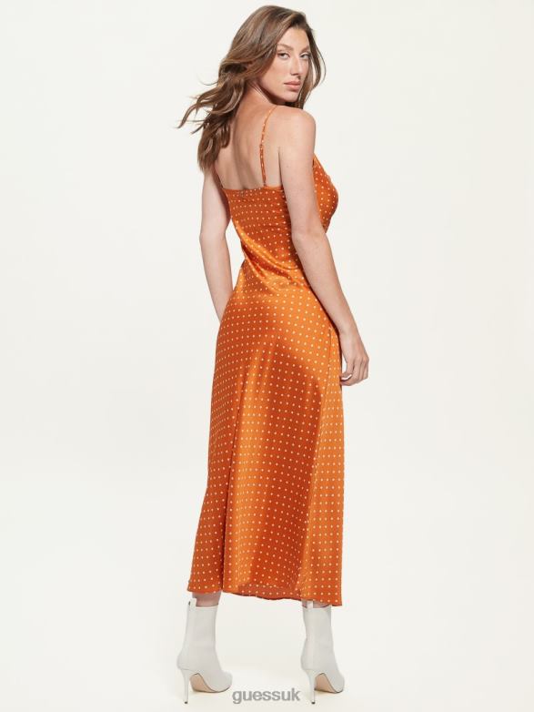 GUESS Women Eco Akilina Dress Dotmania Brassy Combo Apparel V28V6639