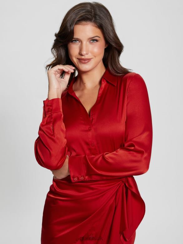 GUESS Women Eco Alya Dress Bonfire Red Apparel V28V6322