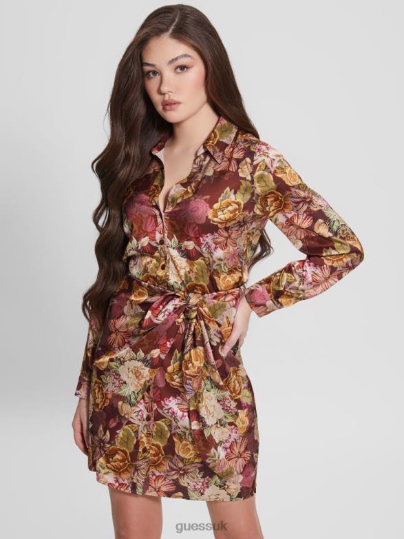 GUESS Women Eco Alya Printed Dress Digital Tapestry Print Ma Apparel V28V6791