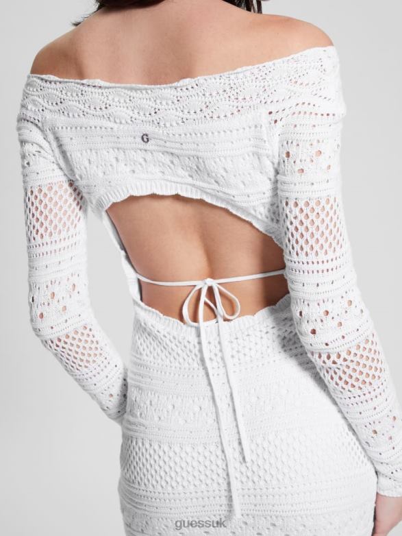 GUESS Women Eco Amelie Crochet Dress Pure White Apparel V28V6606