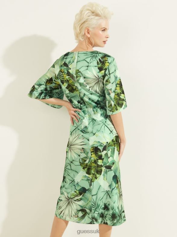 GUESS Women Eco Ariel Dress Banana Leaf Print Apparel V28V6841