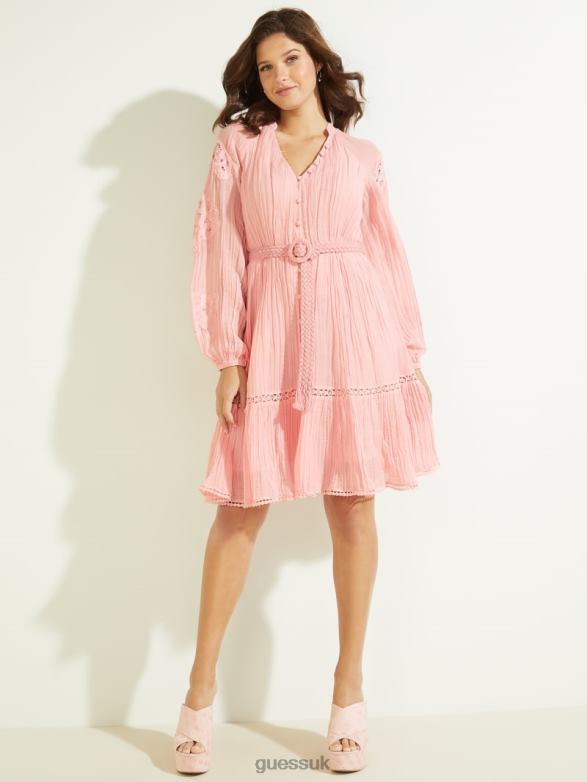 GUESS Women Eco Arita Dress First Blush Pink Multi Apparel V28V6815