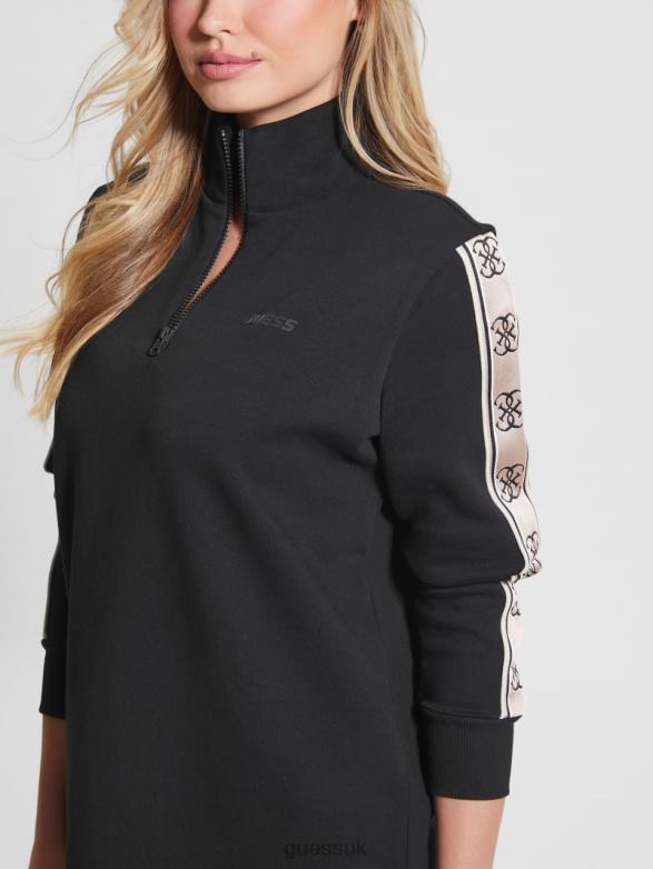 GUESS Women Eco Britney Logo Tape Dress Black Apparel V28V6726