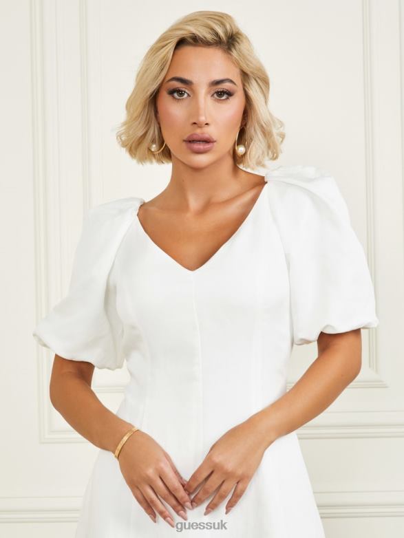 GUESS Women Eco Calla Dress Pale Pearl Apparel V28V6910
