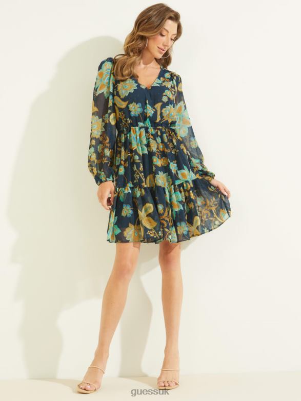 GUESS Women Eco Cassandre Dress Nature Girl Print Apparel V28V6733