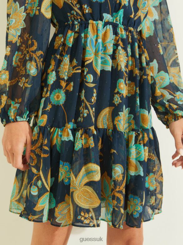 GUESS Women Eco Cassandre Dress Nature Girl Print Apparel V28V6733