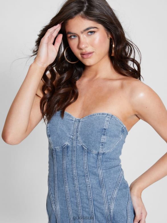 GUESS Women Eco Cecilia Strapless Denim Dress Pacific Light Apparel V28V63