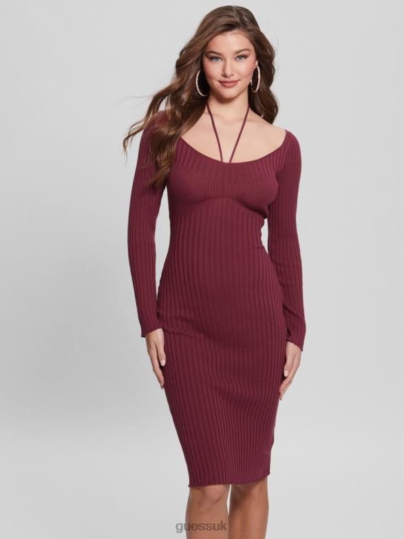 GUESS Women Eco Doris Sweater Dress Tragic Stone Apparel V28V6632