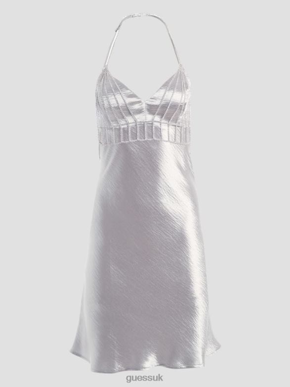 GUESS Women Eco Edrea Dress Silk Gray Apparel V28V6643