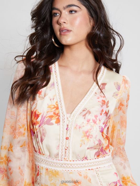 GUESS Women Eco Elana Floral Dress Catalina Blooms Apparel V28V6355