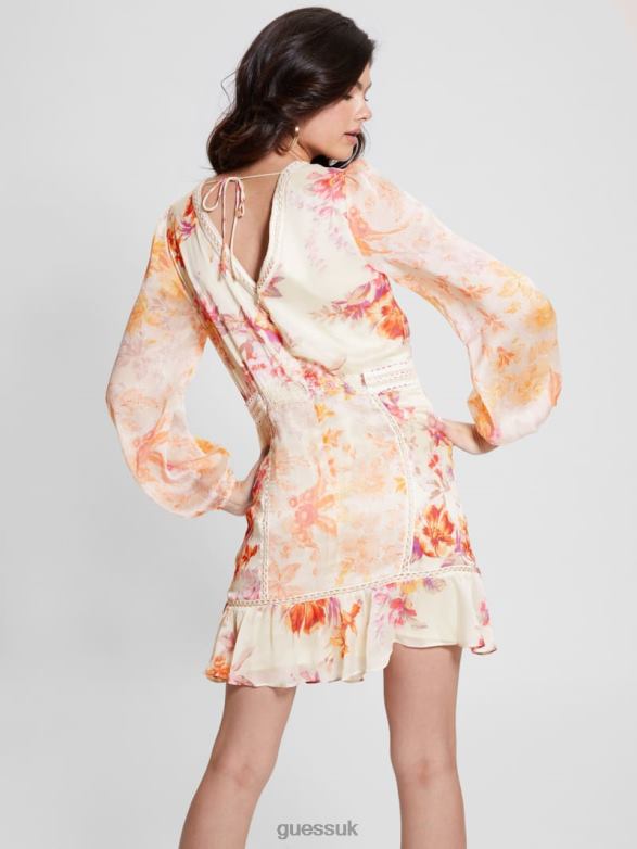GUESS Women Eco Elana Floral Dress Catalina Blooms Apparel V28V6355