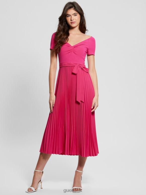 GUESS Women Eco Erynn Belted Dress Full Bloom Pink Apparel V28V6293