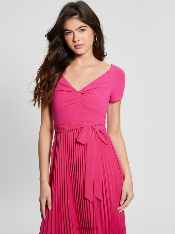 GUESS Women Eco Erynn Belted Dress Full Bloom Pink Apparel V28V6293