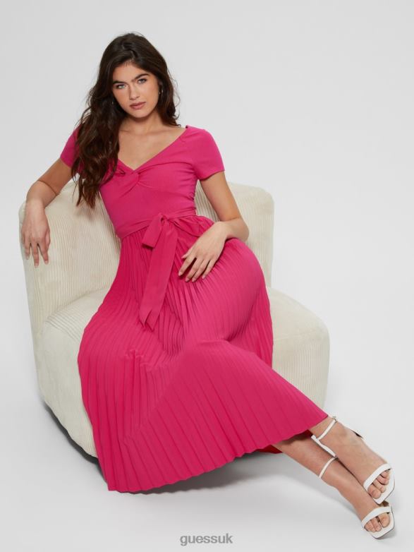 GUESS Women Eco Erynn Belted Dress Full Bloom Pink Apparel V28V6293