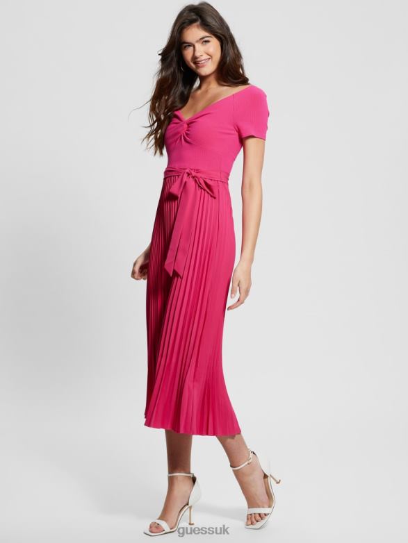GUESS Women Eco Erynn Belted Dress Full Bloom Pink Apparel V28V6293