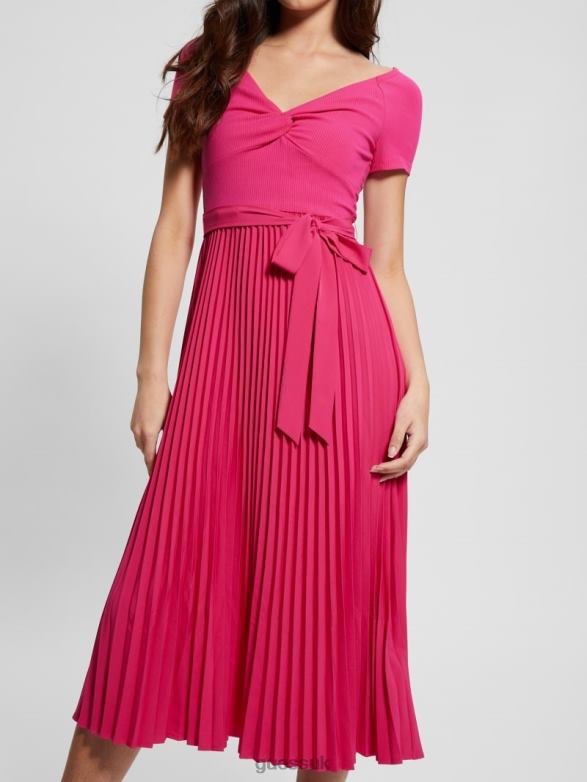 GUESS Women Eco Erynn Belted Dress Full Bloom Pink Apparel V28V6293