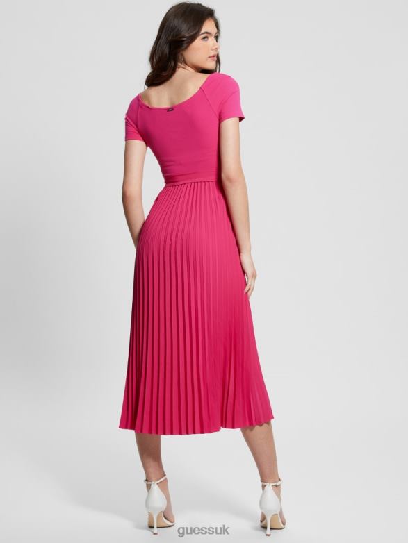 GUESS Women Eco Erynn Belted Dress Full Bloom Pink Apparel V28V6293