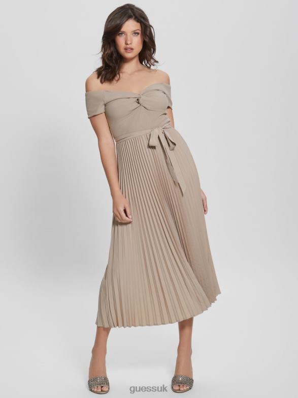 GUESS Women Eco Erynn Belted Dress Summer Clay Apparel V28V6302