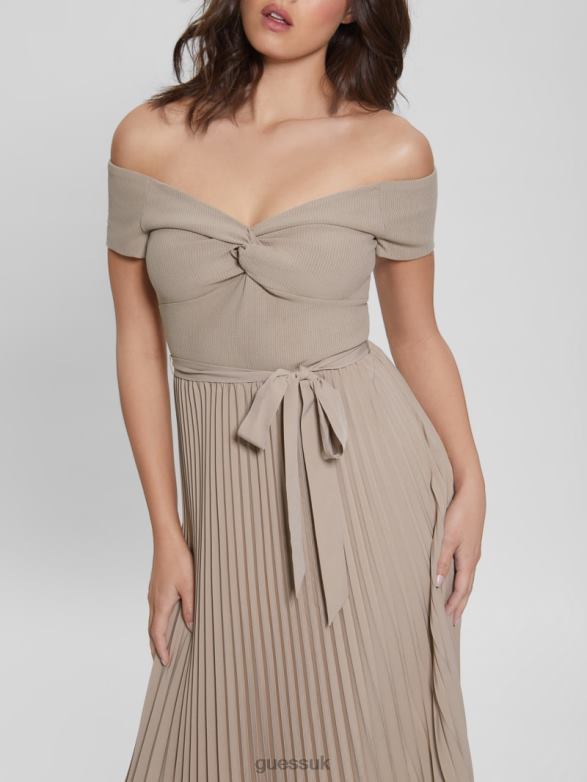 GUESS Women Eco Erynn Belted Dress Summer Clay Apparel V28V6302