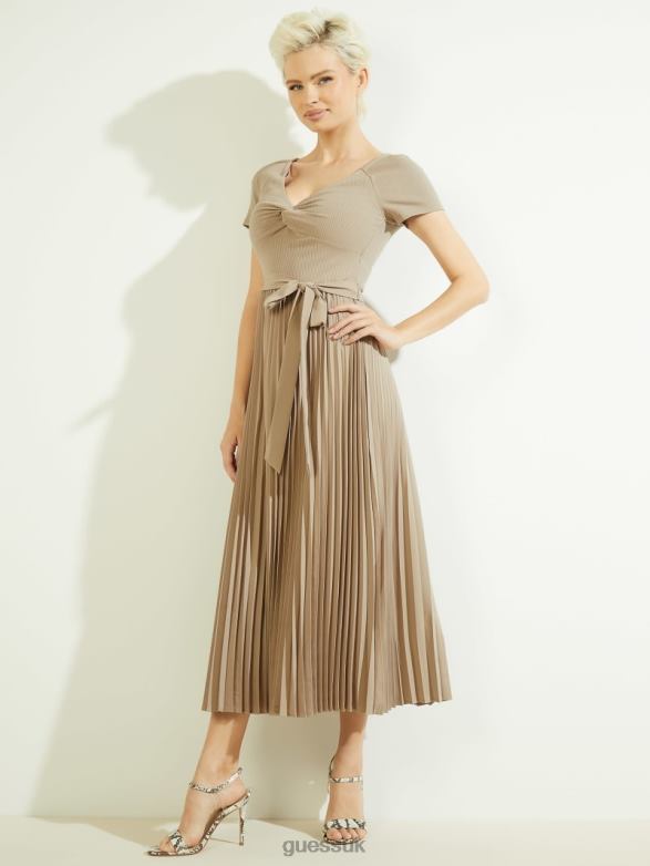 GUESS Women Eco Erynn Belted Dress Summer Clay Apparel V28V6302