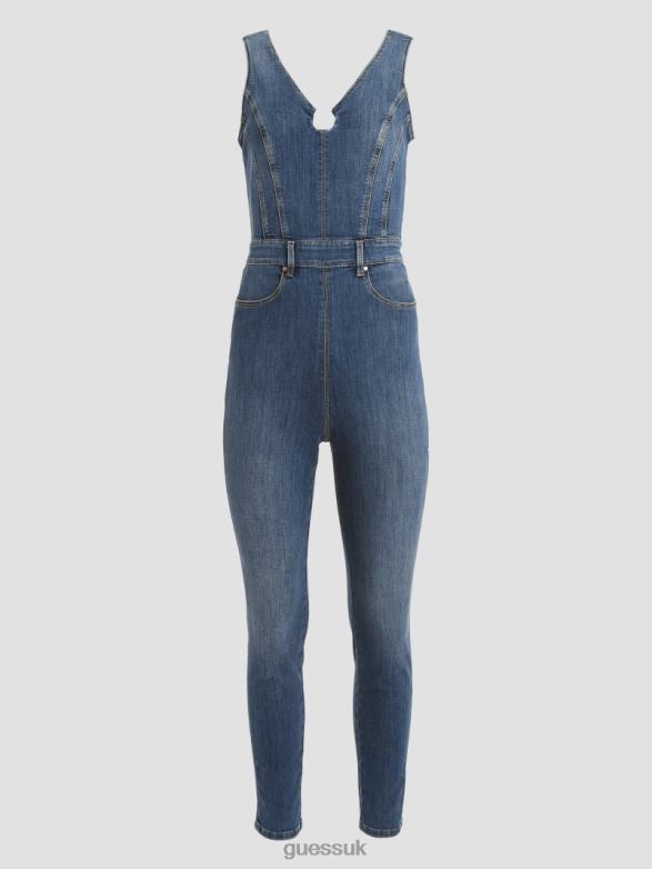GUESS Women Eco Ester Denim Jumpsuit Feather Ocean Apparel V28V6198
