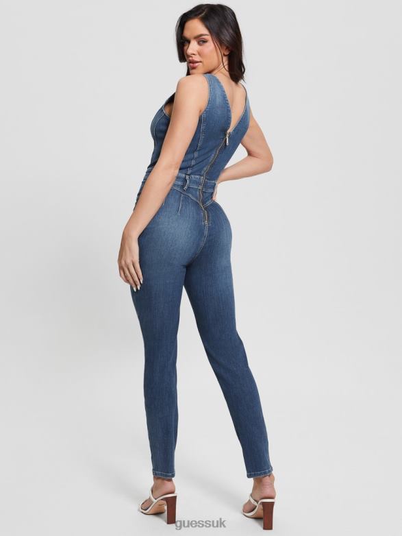 GUESS Women Eco Ester Denim Jumpsuit Feather Ocean Apparel V28V6198