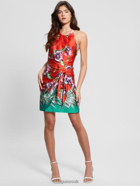 GUESS Women Eco Harper Halter Dress Terazza Border Apparel V28V6318
