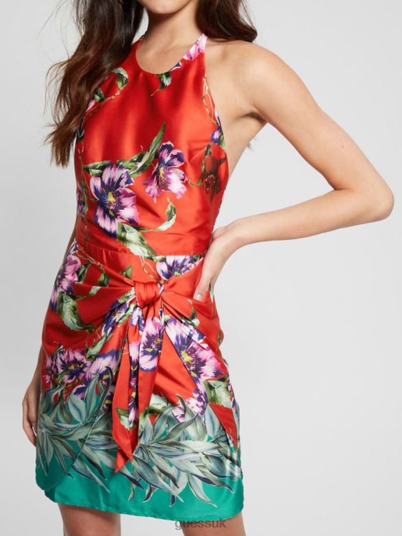 GUESS Women Eco Harper Halter Dress Terazza Border Apparel V28V6318