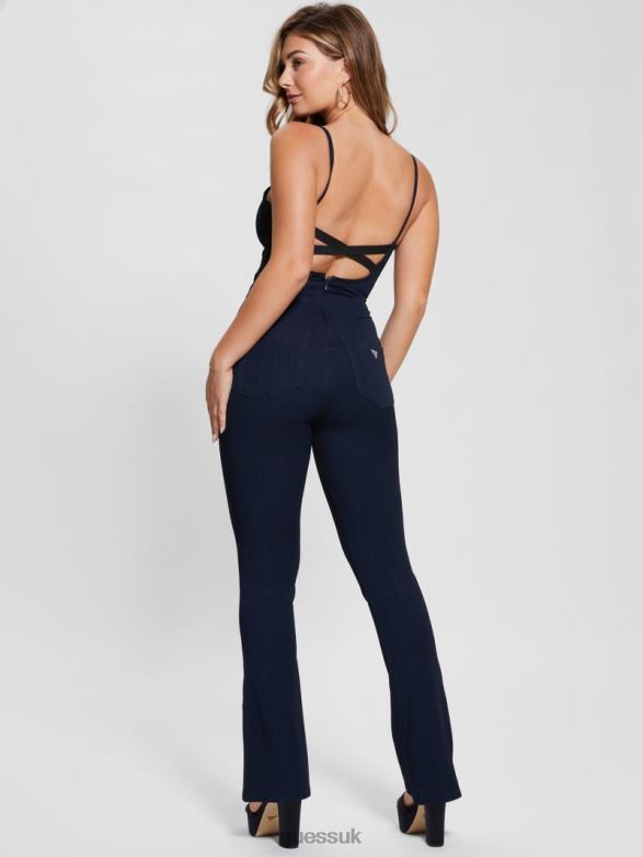 GUESS Women Eco Kick Suit Denim Jumpsuit Be Blue Apparel V28V632