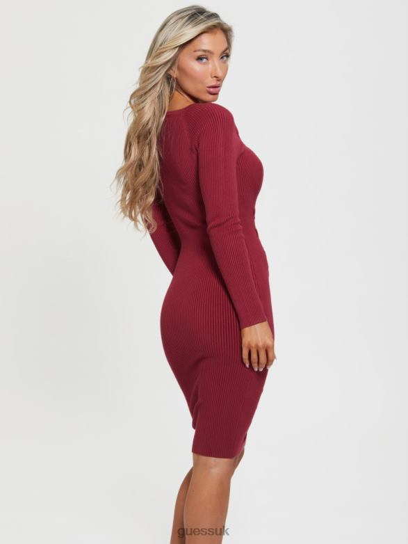 GUESS Women Eco Margot Sweater Dress Beet Juice Red Apparel V28V6596