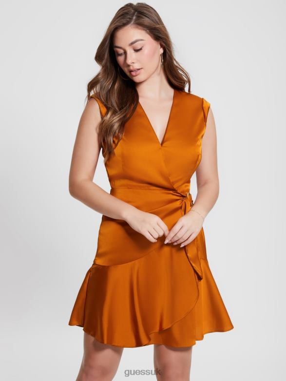 GUESS Women Eco Marlene Satin Dress Autumn Bloom Apparel V28V6378
