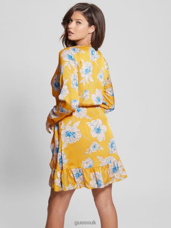 GUESS Women Eco Mimosa Printed Dress Golden Bloom Print Apparel V28V6718