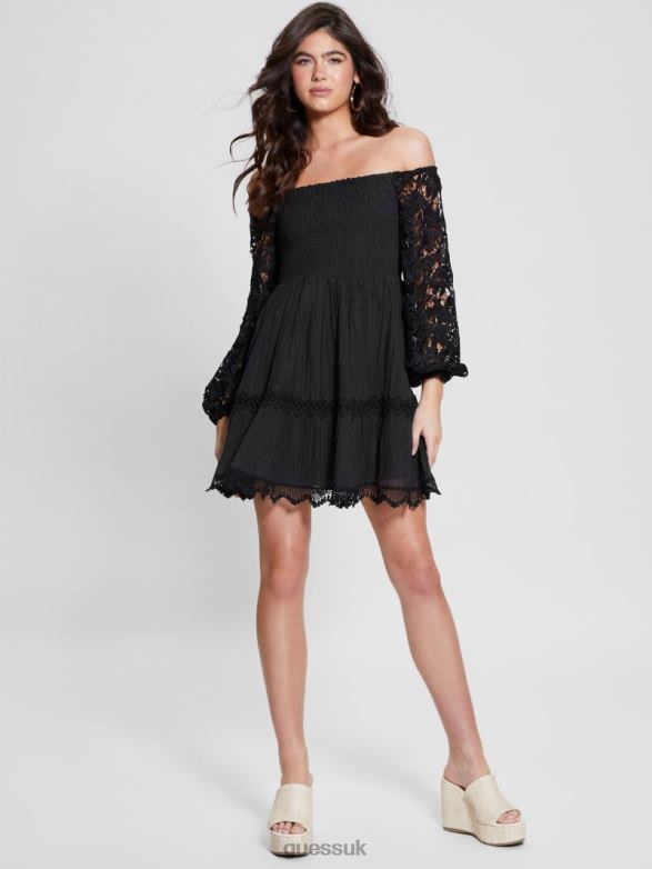 GUESS Women Eco Off-the-Shoulder Katerina Dress Black Apparel V28V6333