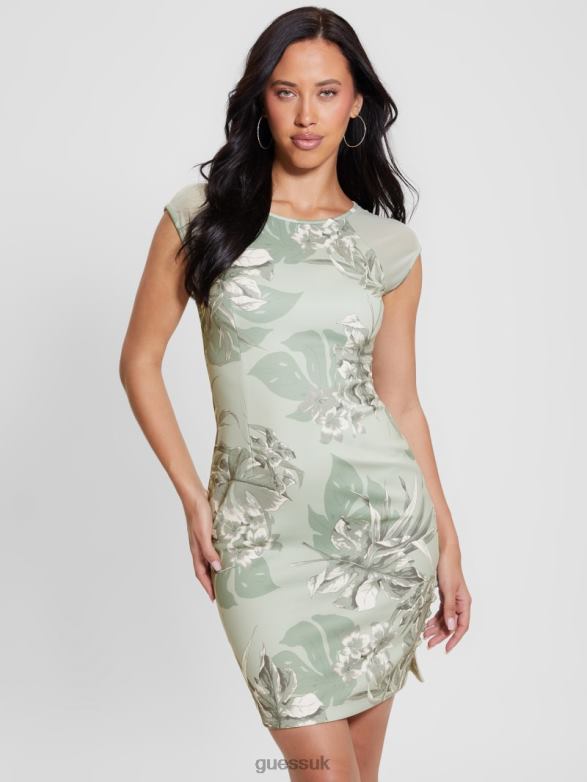 GUESS Women Eco Ottavia Tailored Dress Dusty Fern Jungle Print Apparel V28V6312