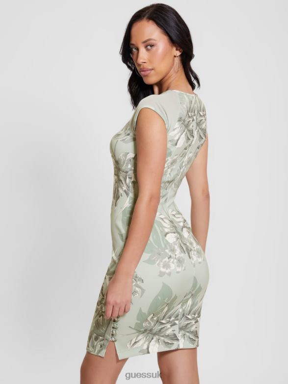 GUESS Women Eco Ottavia Tailored Dress Dusty Fern Jungle Print Apparel V28V6312