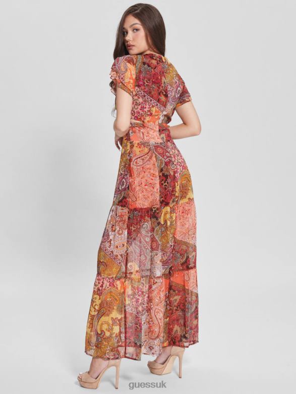 GUESS Women Eco Paisley Vera Dress Paisley Fields Print Apparel V28V6838