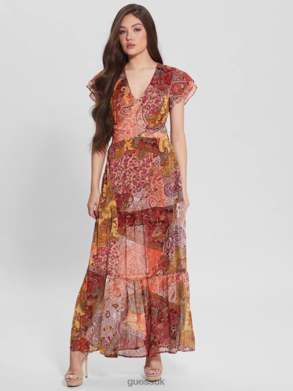 GUESS Women Eco Paisley Vera Dress Paisley Fields Print Apparel V28V6838