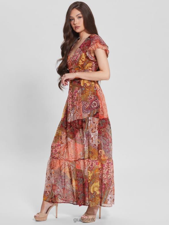 GUESS Women Eco Paisley Vera Dress Paisley Fields Print Apparel V28V6838