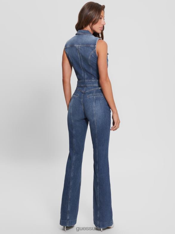 GUESS Women Eco Penny Denim Jumpsuit Enlinghtment Dark Apparel V28V6125