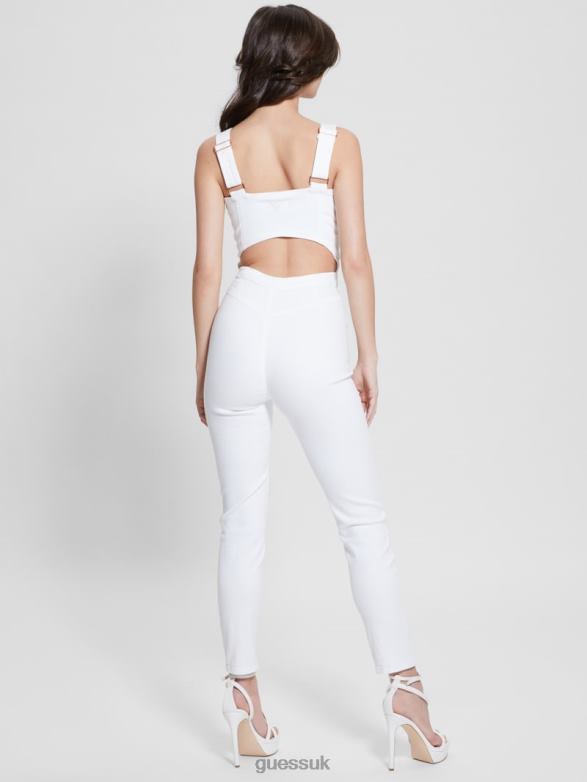 GUESS Women Eco Reina Denim Jumpsuit Pure White Apparel V28V6353