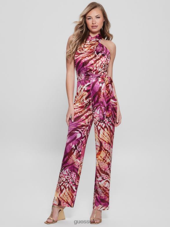 GUESS Women Eco Rose Printed Jumpsuit Colorfull Animalier Apparel V28V6434