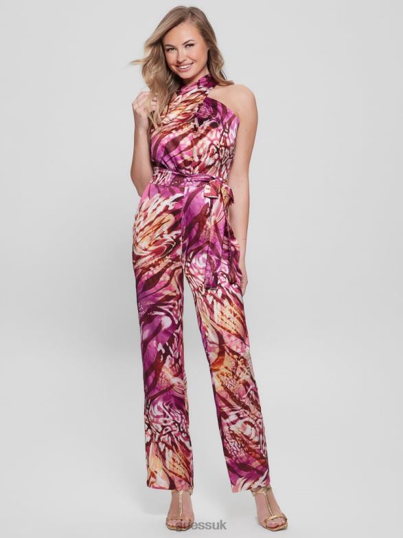 GUESS Women Eco Rose Printed Jumpsuit Colorfull Animalier Apparel V28V6434