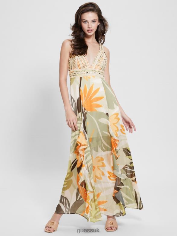 GUESS Women Eco Serena Dress Foliage Form Print Apparel V28V6415