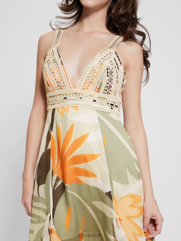 GUESS Women Eco Serena Dress Foliage Form Print Apparel V28V6415