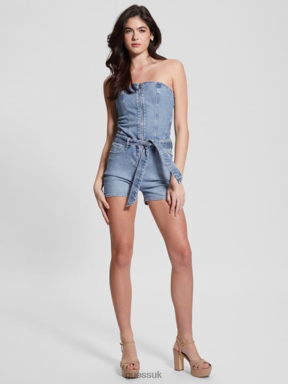 GUESS Women Eco Skylark Denim Romper Cali Blues Apparel V28V612