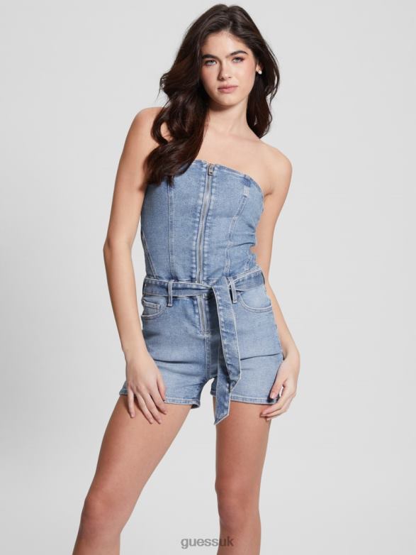 GUESS Women Eco Skylark Denim Romper Cali Blues Apparel V28V612
