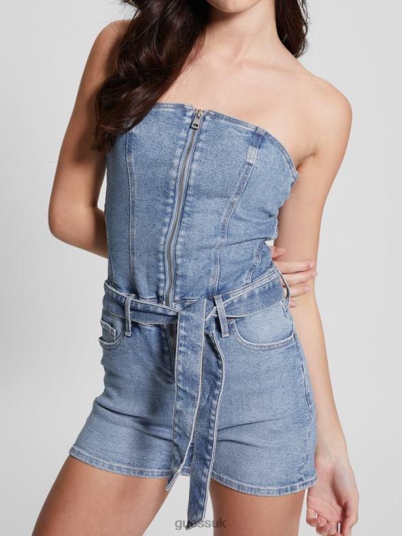 GUESS Women Eco Skylark Denim Romper Cali Blues Apparel V28V612