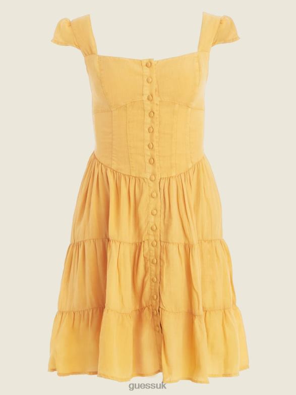 GUESS Women Eco Sophia Dress Gold Flake Multi Apparel V28V6914