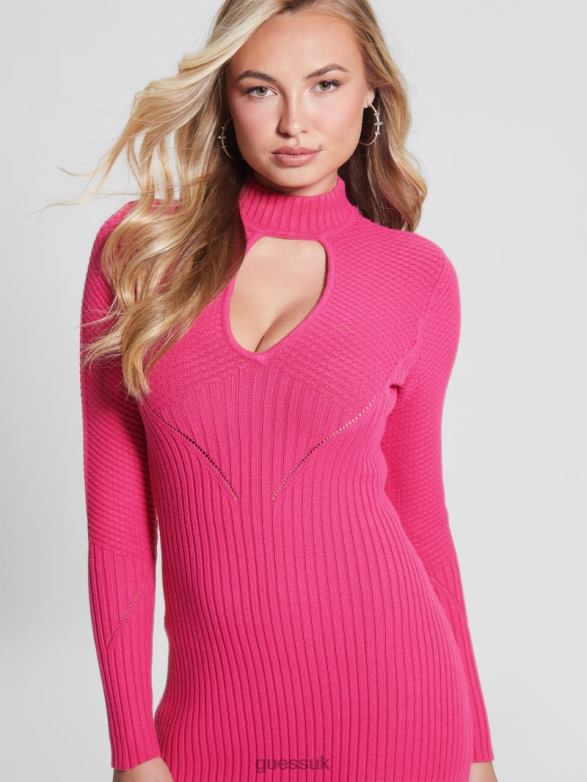 GUESS Women Eco Tatia Mock Neck Dress French Rose Apparel V28V6900