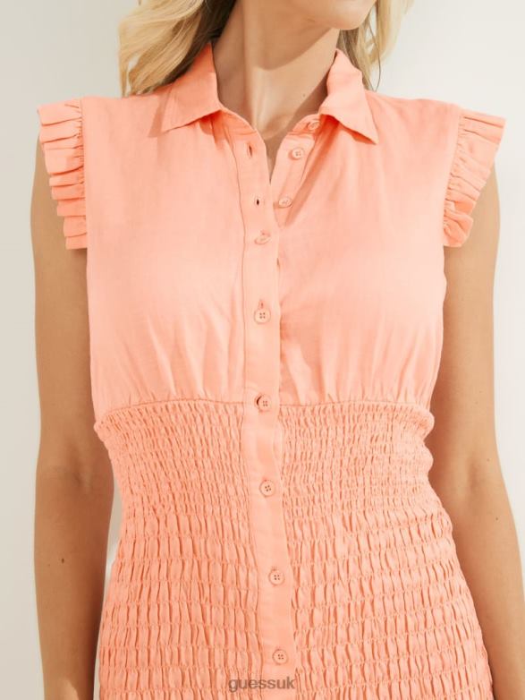 GUESS Women Eco Teodora Dress Peach Creme Apparel V28V6915